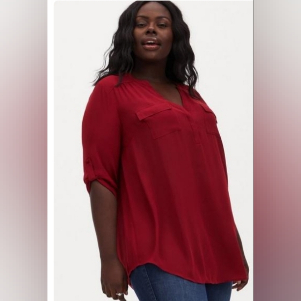 Harper Georgette Pullover 3/4 Sleeve Tunic Blouse